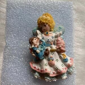 1996 Enesco Porcelain Angel Brooch Pin
